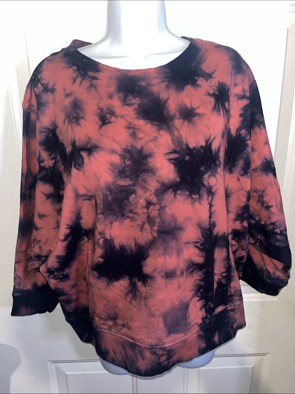 William Rast Tie-Dye Pullover Sweatshirt - Rust & Black